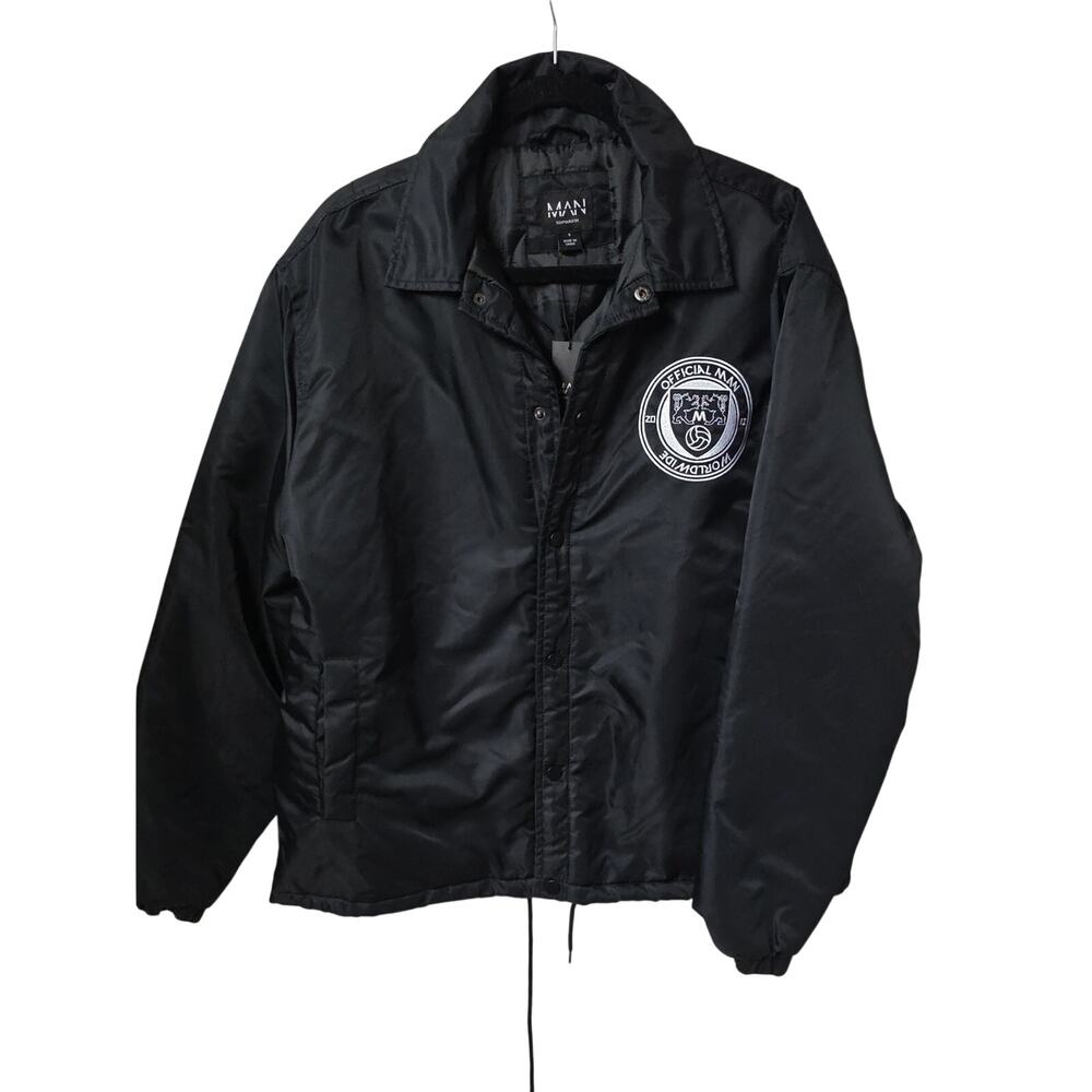 BoohooMan Official Man Padded Coach Jacket in Black Mens Size Small NWT